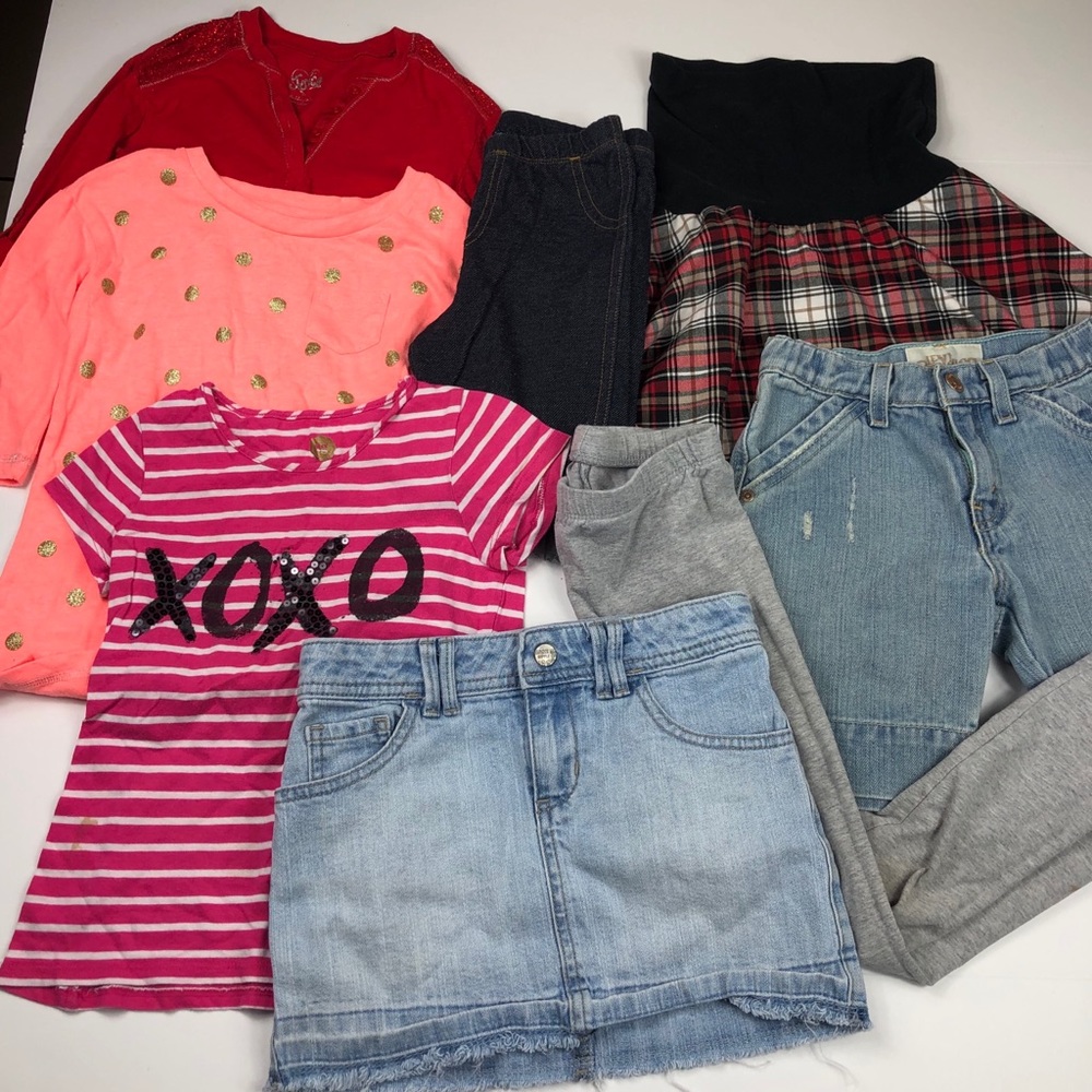 Girls size 6 bundle lot skirts shorts tops EUC